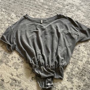 Free People Cozy Girl Bodysuit in Washed Black